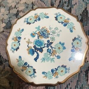 Floral Decorative Plate with Gold Trim